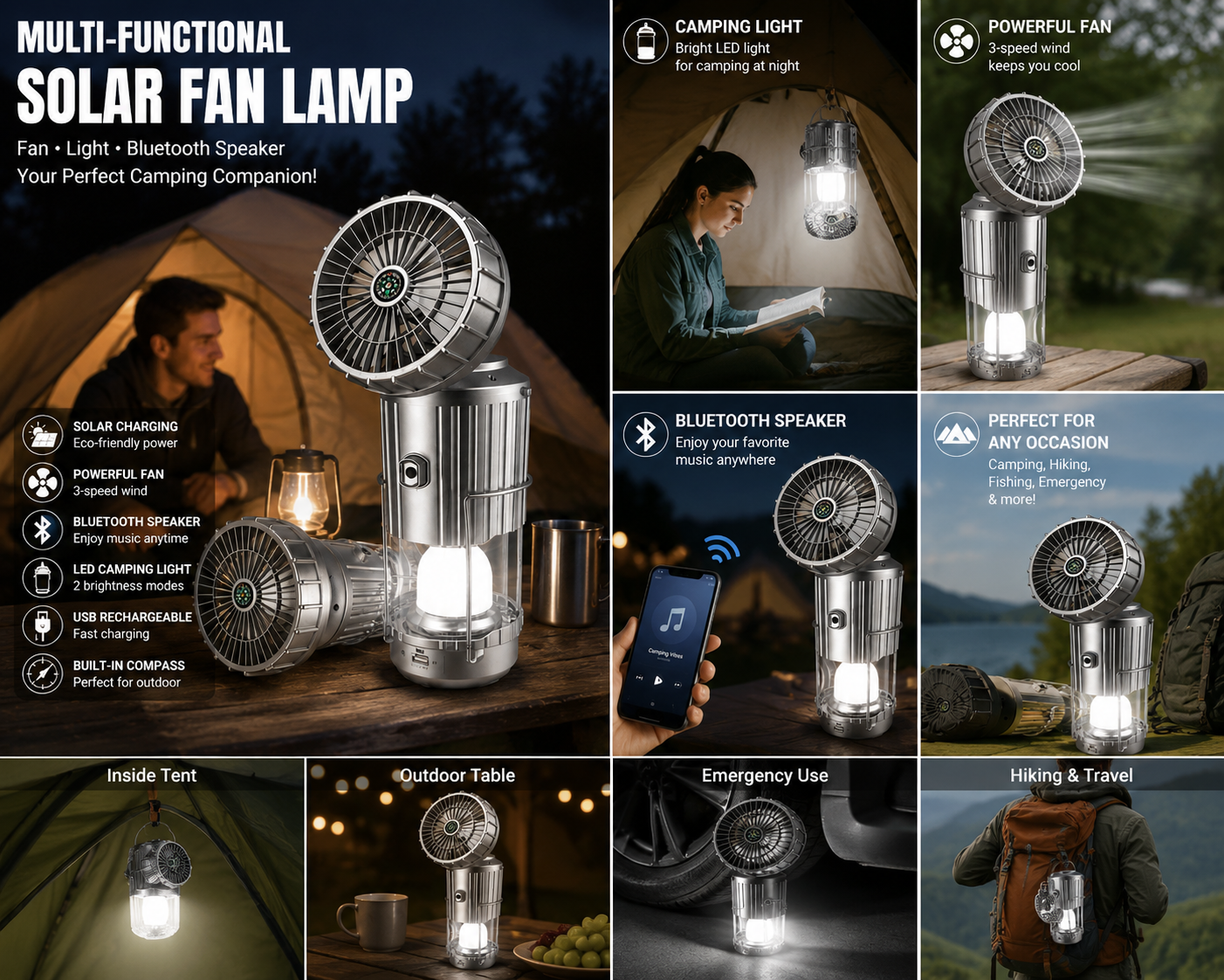 Multi-use Fan,Speaker & Light